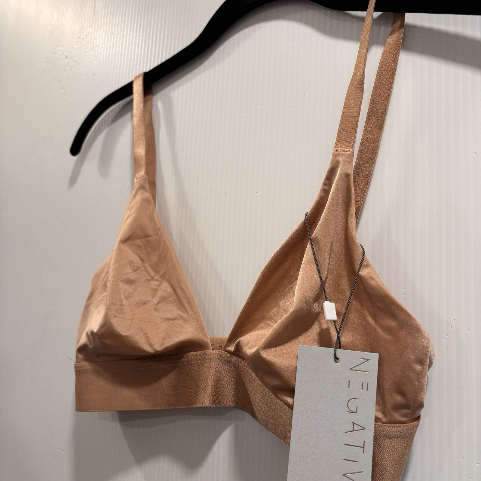 Negative Wireless Glace Triangle Bra Size 1 Unlined Tan Buff Adjustable Nwt — image 2 of 6